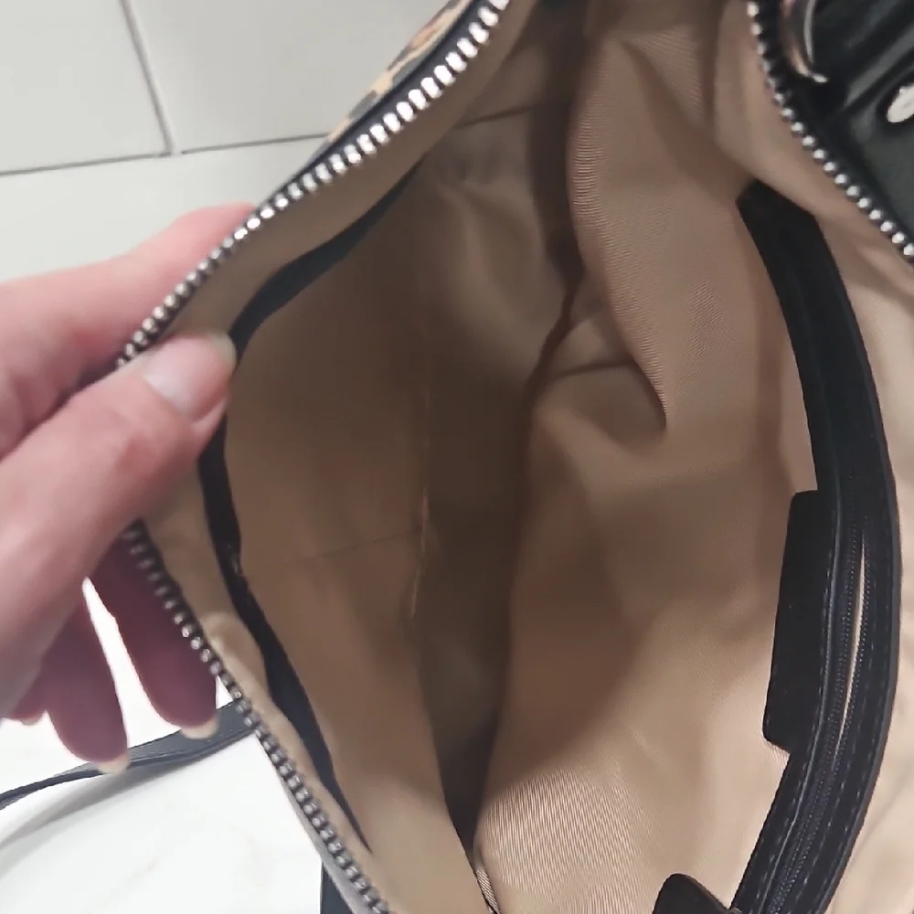 Dana Buchman Brown and Black Shoulder Bag with Leopard Print - Picture 4 of 7